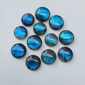 Labradorite bleue, forme ronde, cabochon, pierre précieuse de labradorite en vrac, prix de gros, forme ronde, pierre précieuse en vrac, prix de gros - Product Image 4