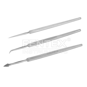 Aiguilles de dissection en acier inoxydable à usage de laboratoire droites, courbes et lancettes - Product Image 1