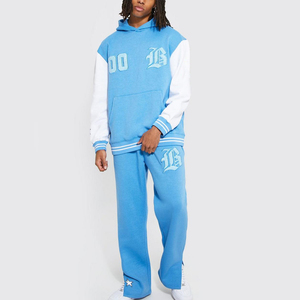 Chándal alto personalizado para hombre, de talla grande pantalones acampanados, pantalones de chándal con capucha, conjuntos de Jogger, pantalones Cargo de algodón 100% para cuello con capucha de invierno - Product Image 1