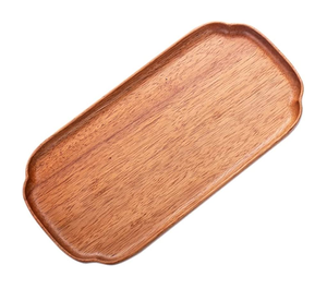 Bandeja de servicio de madera de acacia Mango de metal con bocadillos cuadrados pulidos plateados y bandeja para servir café - Product Image 3