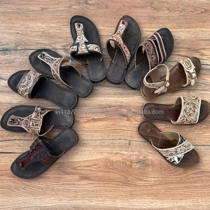 รองเท้าแตะผู้หญิงเปิดนิ้วเท้า, รองเท้าแตะหนังแท้ทำด้วยมือแท้แท้สไตล์ตะวันตกลำลองกลางแจ้งฟลิปฟลอป - Product Image 5