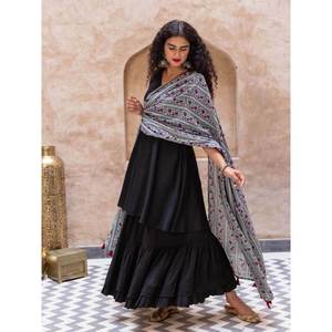 Dupatta Fanna en modal imprimé au bloc – Chiffon Georgette à imprimé numérique floral, tenue ethnique de soirée - Product Image 2