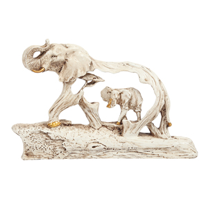 Estatua de elefante de resina de buena suerte con Animal bebé en Base de madera antiguo Feng Shuai Vaastu regalos decoración de mesa de oficina en casa - Product Image 1