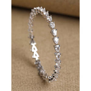 CLARA 925 กำไลข้อมือเงินแท้ทรงลูกแพร์สำหรับผู้หญิงและเด็กผู้หญิงสำหรับของขวัญสร้อยข้อมือคริสตัลชุบโรเดียมสวิสเซอร์แลนด์เซอร์โคเนีย - Product Image 2