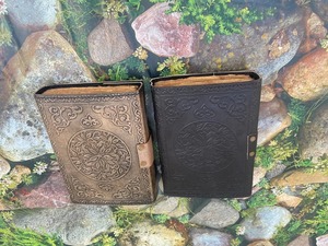 Triple Moon Third Eye Crystal Stone Leather Journal <b>Book</b> of <b>Shadows</b> with Thread Saddle Stitching Binding - Product Image 4