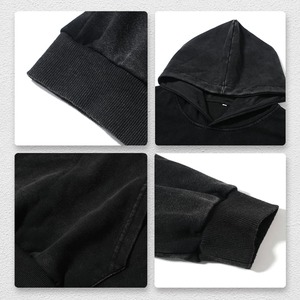 เสื้อฮู้ดผู้ชายผ้าฝ้ายโอเวอร์ไซส์ผ้า100% มีฮู้ดผ้าซักลายกรดวินเทจ - Product Image 6