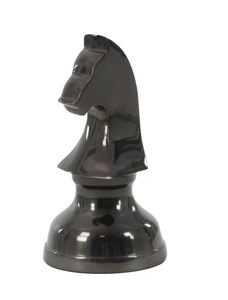 Pièces d'échecs solides Sculpture Objet décoratif Pièce d'échecs galvanisée en nickel noir Modèles de pièces maîtresses pour table et vitrine - Product Image 6