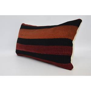 Almohada Kilim de lana a rayas sutiles marrones, 12x24 pulgadas, decorativa de lujo, Vintage, tejido esponjoso, antideslizante, respetuoso con el medio ambiente, extraíble - Product Image 4