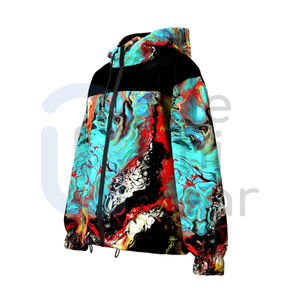 Chaqueta cortavientos de nailon con estampado personalizado para hombre, blusa impermeable de estilo callejero para la temporada de primavera, chaqueta con capucha y cierre de cremallera - Product Image 3