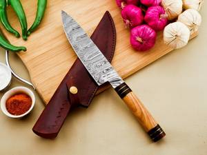 Wholesale Handmade Damascus Steel Chef Knife Wooden Handle Great for Best Men <b>Gift</b> for Love <b>Gift</b> High Quality Kitchen Chef Knife - Product Image 5