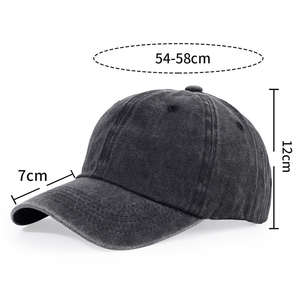 Wholesale Custom Logo Unisex Polyester/Cotton <b>Dad</b> <b>Hats</b> Acid Wash Denim Sports Baseball <b>hats</b> Vintage Black Adjustable Feature - Product Image 2