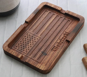 Custom <b>Portable</b> Ash Tray Creative Wooden Cigar <b>Ashtray</b> for Indoor and Outdoor Use Decorative and Practical from India - Product Image 1
