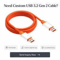 Kabel Data USB 3.2 Gen 2 Tipe A Male ke Tipe A Male 10Gbps 1M 2M 3M 3.0 ke Kabel A untuk Peralatan Industri OEM