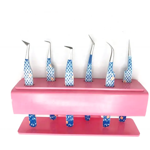 Vente en gros Nouvel arrivage de pince à épiler volume, ensemble de supports, logo personnalisé, pince à épiler extension de cils, pointe en fibre, outil de beauté personnalisé - Product Image 5