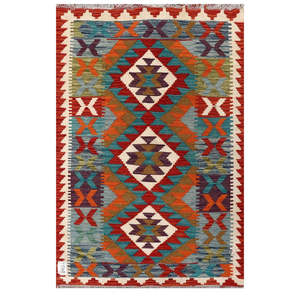 Alfombra Kilim de Maimana, Afganistán, 127 x 84 cm, Producto para Colgar en la Pared - Product Image 1