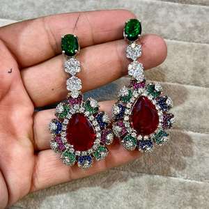 Pendientes de piedra de diseño para mujer, accesorios de moda de aspecto festivo informal y de boda con piedra de circón para regalos - Product Image 2