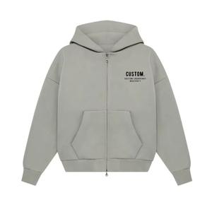 Sweat à capuche zippé ample en coton de haute qualité, lourd, surdimensionné, à double fermeture éclair, sweat à capuche personnalisé à fermeture éclair intégrale pour hommes - Product Image 3