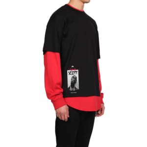 Camiseta deportiva de manga larga de gran tamaño para hombre con cuello redondo redondeado de doble capa-para niños - Product Image 4