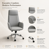 Chaise de bureau ergonomique de direction en cuir véritable, dossier haut, confortable, moderne, vente en gros