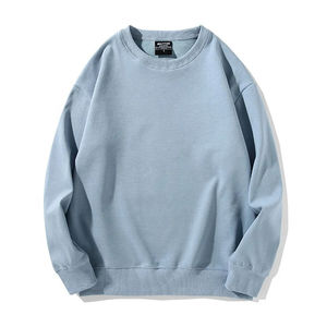 Venta al por mayor de cuello redondo liso sudadera logo liso mujer cuello redondo sudadera de gran tamaño sólido teñido mujeres sudaderas de manga larga - Product Image 3