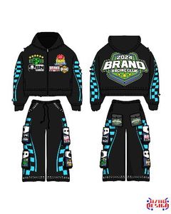 Ensemble de survêtement personnalisé de haute qualité avec poche latérale à capuche zippée et effet de décoloration solaire avec impression sérigraphique de haute qualité - Product Image 2