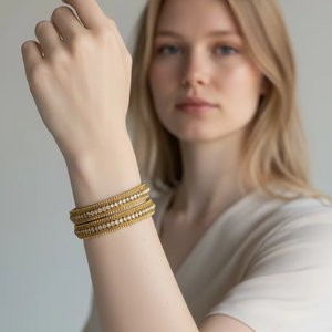 Ensemble de bracelets à bordure perlée de coupe émeraude, best-seller, pour mariage et occasions festives, style ethnique, forte demande, prêt à être expédié - Product Image 2