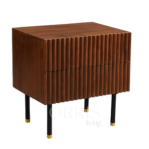 Table de chevet moderne en bois massif faite à la main avec deux tiroirs, table de nuit intelligente pour la chambre à coucher et le salon - Product Image 1