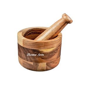 Diseño atractivo Madera Medicina Hierbas y especias Molienda Mayor calidad Tamaño personalizado Mortero y mortero - Product Image 3