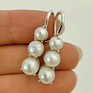 Boucles d'oreilles en perles en argent sterling : Triple pendentif bohème fait main - Product Image 6