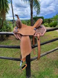 Nouveau design de selle de cheval Western Plaisir équestre en cuir pour les courses de barils directement de l'Inde pour l'équitation - Product Image 4