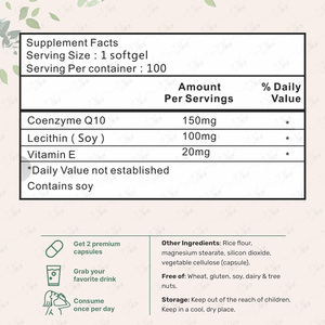 Oem CoQ10 viên nang Softgels hiệu lực cao <span class=keywords><strong>Coenzyme</strong></span> <span class=keywords><strong>Q10</strong></span> chất chống oxy hóa sức khỏe tim năng lượng bổ sung nhãn hiệu riêng CoQ10 Softgels - Product Image 4