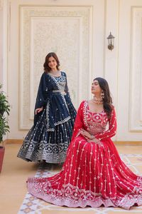 Modern Heavy Fox Georgette Lehenga Choli con cinturón de trabajo de secuencia de bordado completamente cosido para colección de bodas - Product Image 4