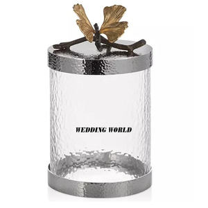 Gold Plated Metal Handmade <b>Candy</b> Jar High Quality Handmade Designer Nut Server Classic Stylish Handmade New Metal Dry Fruit Jar - Product Image 3