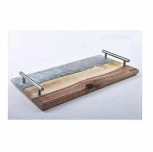 Plateau de service rectangulaire en bois naturel de qualité supérieure, fait à la main, avec incrustations d'os, pour la maison, les restaurants, les hôtels, en provenance d'Inde. - Product Image 1
