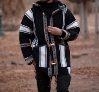 Djellaba Moderne à Capuche Artisanale Rayée en Laine, Manteau Traditionnel Luxueux Marocain pour Homme