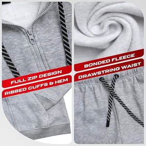 ชุดวอร์มผ้าฝ้ายสไตล์สตรีท2-in-1ของผู้ชายชุดกันหนาวมีฮู้ดสีดำเฮฟวี่เวทระบายอากาศได้ดี - Product Image 4