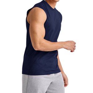 Camisetas de gimnasio sin mangas de algodón 100% de alta calidad para hombre, ropa deportiva, camiseta sin mangas para correr activa, absorbe el sudor con brazo caído 2026 - Product Image 5
