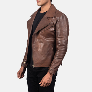 2025 qualité noir en cuir véritable veste universitaire hommes multi-fermeture éclair col montant toile tissu personnalisé avant Logo - Product Image 2