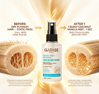 GATASE Vegan Organic Coconut Vanilla Nourishing Vitamin B7 Volumizing Smoothing Lightening Hair-Repairing Hair Oil Spray.