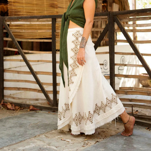 กระโปรงผ้าฝ้ายลูกไม้ทรงเอไลน์แบบไม่สมมาตร กระโปรงยาวสไตล์โบฮีเมียน แฟรี่แม็กซี่สเกิร์ต เสื้อผ้าสไตล์ยิปซีสำหรับผู้หญิง กระโปรงแปลงร่างได้ - Product Image 1