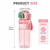 Bouteille de sport en plastique élégante et résistante à la chaleur avec double paille et double couvercle pour hommes et femmes, idéale pour le cyclisme, le fitness et les activités quotidiennes en extérieur
