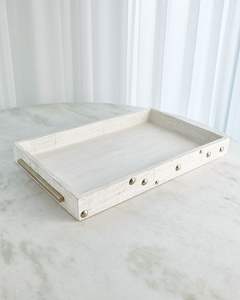 Bandeja Decorativa con Incrustaciones de Madreperla Real Hecha a Mano, Asas Doradas/Plateadas, Diseño Moderno de Lujo, Acabado Pulido, Base de MDF/Resina para - Product Image 6