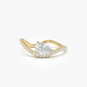 Anillo distintivo con diamantes en forma de pera y pavé ondulado, 0.67 Ct, E-F VS, diamante cultivado en laboratorio, oro macizo de 14K, para uso diario, regalo para damas - Product Image 3