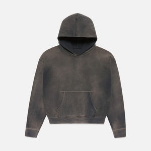 Batik rétro en détresse à la mode marque acide lavage poids lourd fermeture éclair hommes à capuche nouveauté Streetwear hommes 400 Gsm Vintage Boxy - Product Image 1