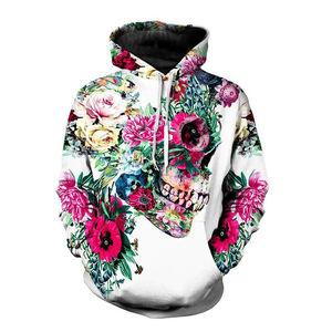 Sudadera con capucha de calavera floral para hombres y mujeres, sudadera de calle atrevida con diseño botánico vibrante y ajuste cómodo - Product Image 1