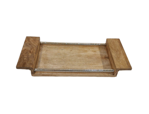 Nouveau design de plateau de service unique, plateau fini naturel de haute qualité avec pieds en aluminium pour les noix et les fruits. - Product Image 3