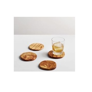 Juego de 4 posavasos cuadrados de madera de nogal pulido, diseño de cuatro tréboles, portavasos de haya, almohadillas ecológicas resistentes al calor - Product Image 1