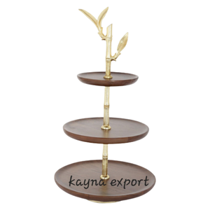 Elegant Acacia <b>Wood</b> <b>Cake</b> Stand Natural Finish Wooden <b>Cake</b> Stand Fancy Decorative Design for Party Use Durable Metal Material - Product Image 6