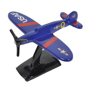 Modelo de Avión de Hélice Negra Artesanal, Decoración de Mesa, Modelo de Avión Planeador Azul con Base, Artículos de Decoración para el Hogar y la Sala de Estar - Product Image 1