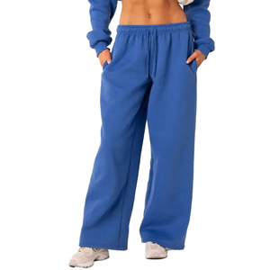 Pantalon de survêtement ample taille haute pour femme, coupe décontractée, en molleton de coton, style streetwear décontracté - Product Image 3